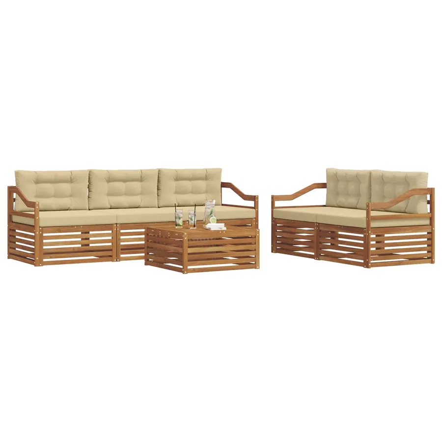 Ensemble de canapés d'extérieur 6 pcs Naturel et Beige - 3