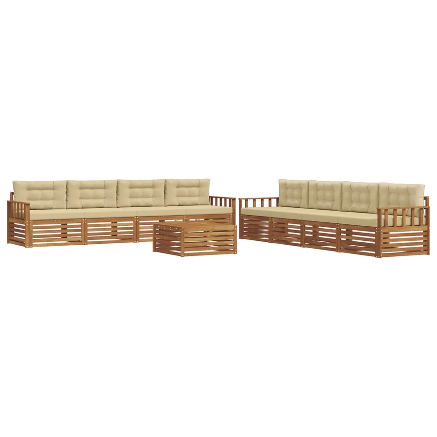 Ensemble de canapés d'extérieur 9 pcs Naturel et Beige - 2