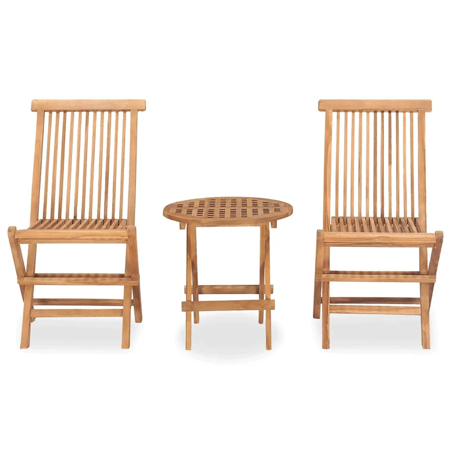 Ensemble à manger d'extérieur pliable 3 pcs bois solide de teck - 2