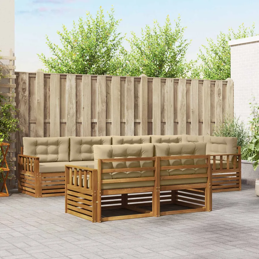 Ensemble de canapés d'extérieur 7 pcs Naturel et Beige