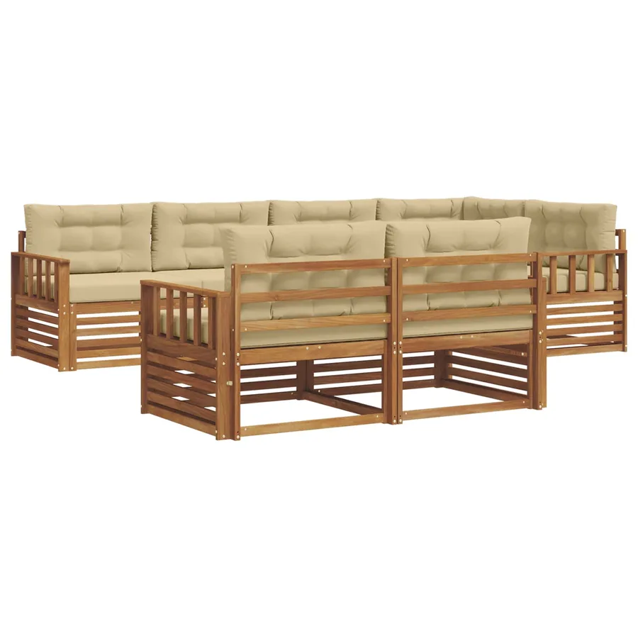 Ensemble de canapés d'extérieur 7 pcs Naturel et Beige - 2