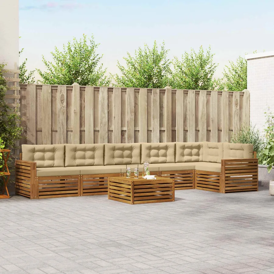 Ensemble de canapés d'extérieur 7 pcs Naturel et Beige