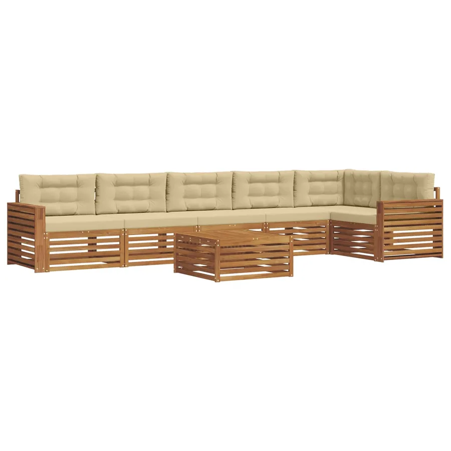 Ensemble de canapés d'extérieur 7 pcs Naturel et Beige - 2