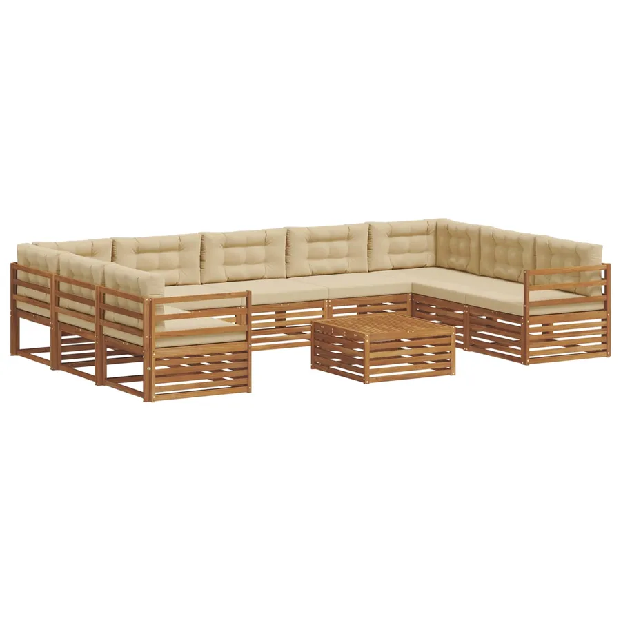 Ensemble de canapés d'extérieur 10 pcs Naturel et Beige - 2