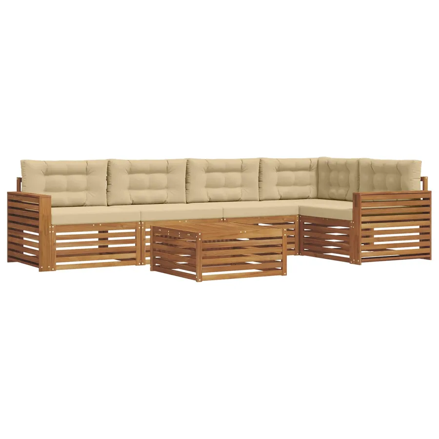 Ensemble de canapés d'extérieur 6 pcs Naturel et Beige - 2