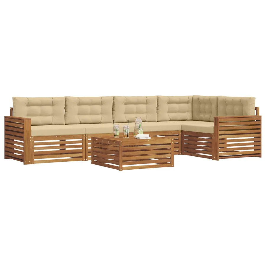 Ensemble de canapés d'extérieur 6 pcs Naturel et Beige - 3