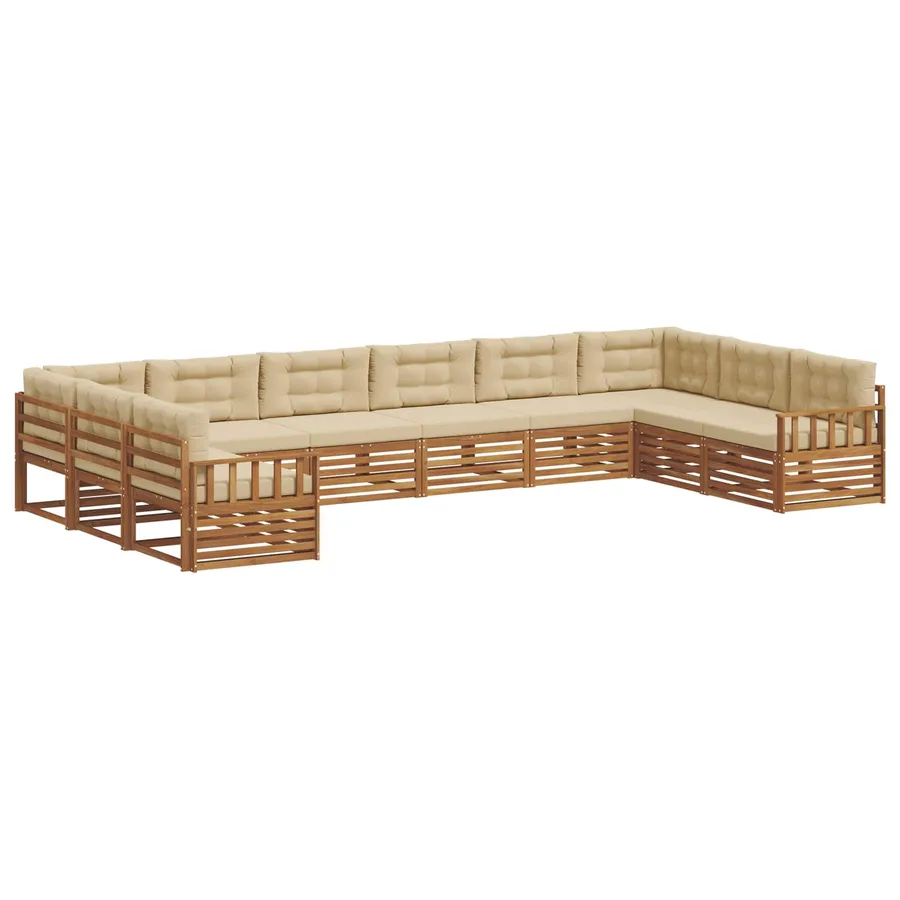 Ensembles de canapés 5 pc Naturel et Beige Bois d'Acacia Massif - 2