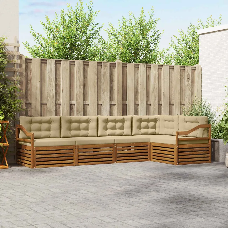 Ensemble de canapés d'extérieur 5 pcs Naturel et Beige
