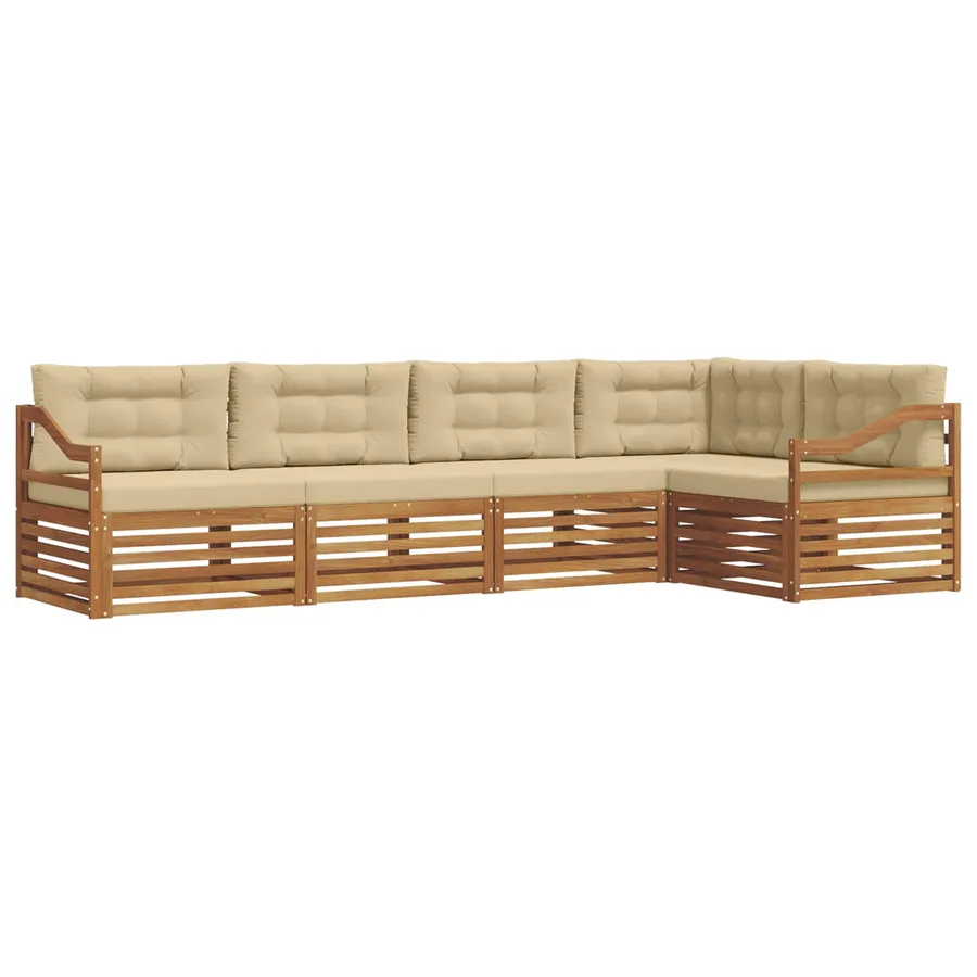 Ensemble de canapés d'extérieur 5 pcs Naturel et Beige - 2