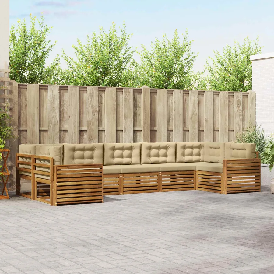 Ensemble de canapés d'extérieur 7 pcs Naturel et Beige