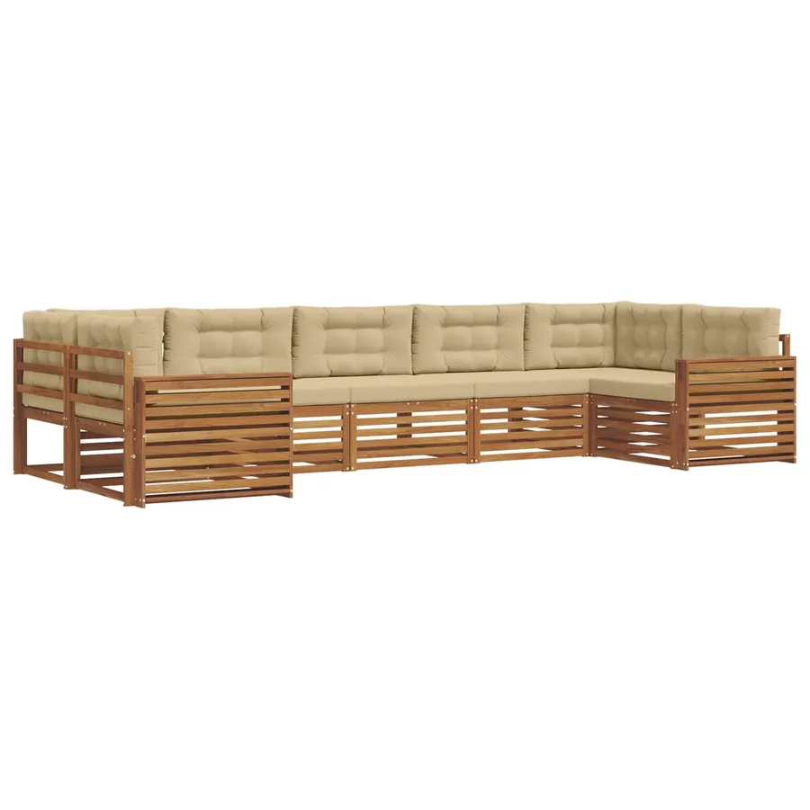 Ensemble de canapés d'extérieur 7 pcs Naturel et Beige - 2