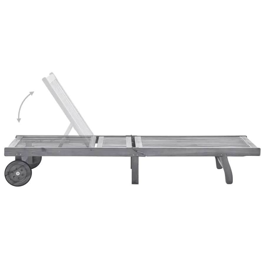 Chaise longue de jardin avec coussin Gris Bois d'acacia solide - 3
