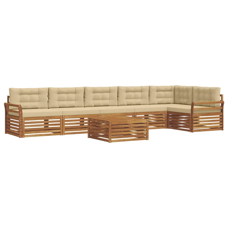 Ensemble de canapés d'extérieur 7 pcs Naturel et Beige - 2