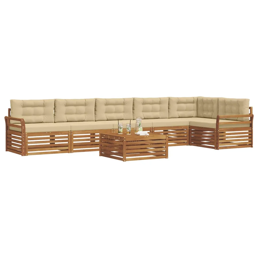 Ensemble de canapés d'extérieur 7 pcs Naturel et Beige - 3