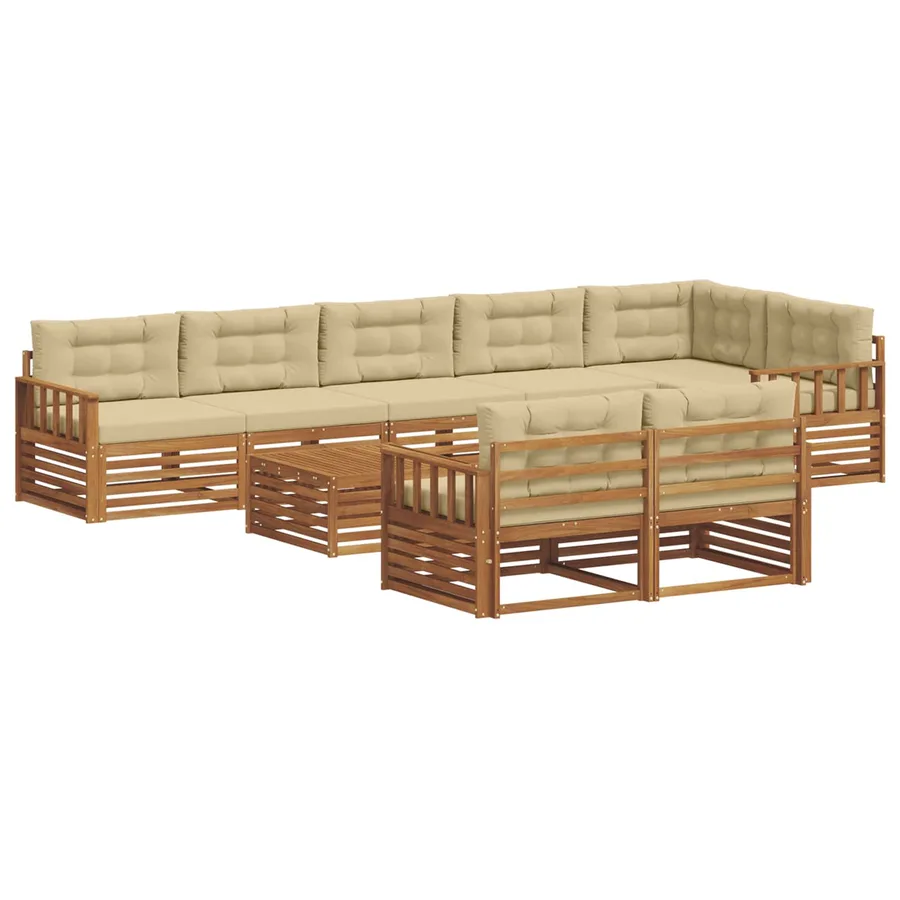 Ensemble de canapés d'extérieur 9 pcs Naturel et Beige - 2