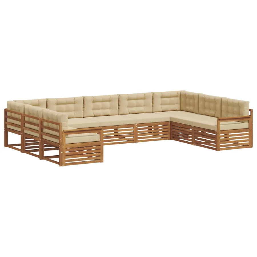 Ensemble de canapés d'extérieur 9 pcs Naturel et Beige - 2