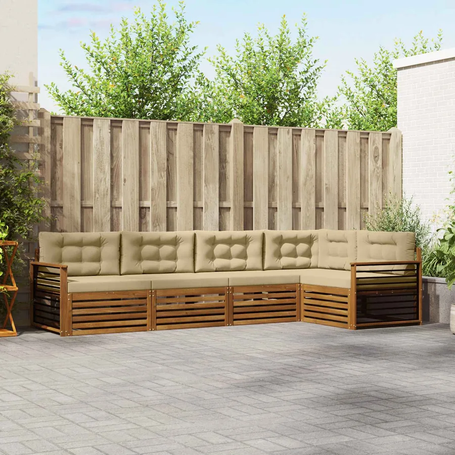 Ensemble de canapés d'extérieur 5 pcs Naturel et Beige