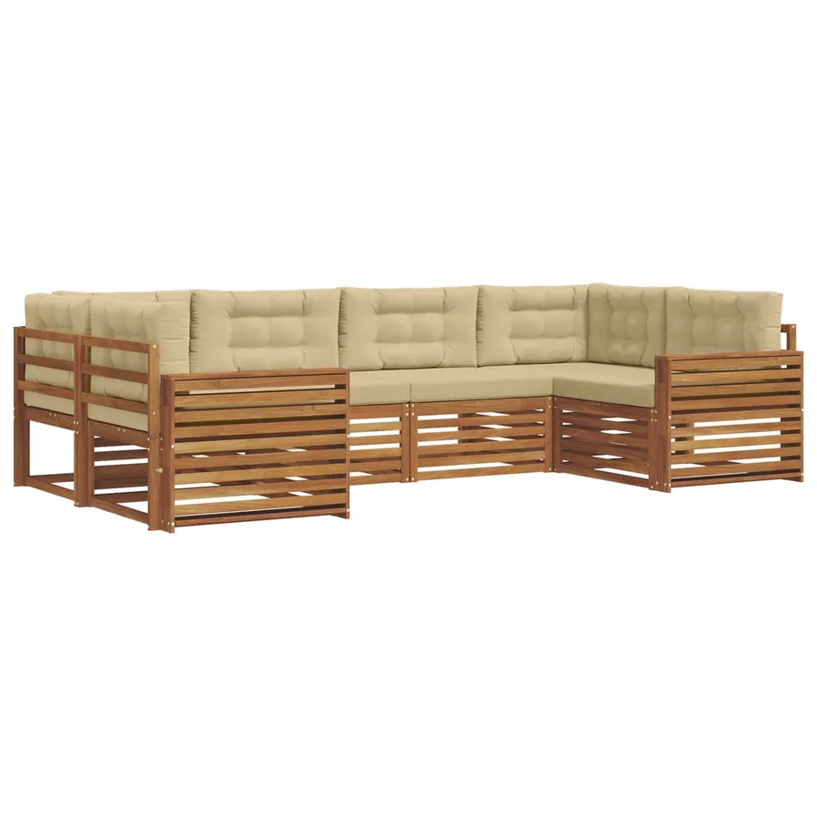 Ensemble de canapés d'extérieur 6 pcs Naturel et Beige - 2