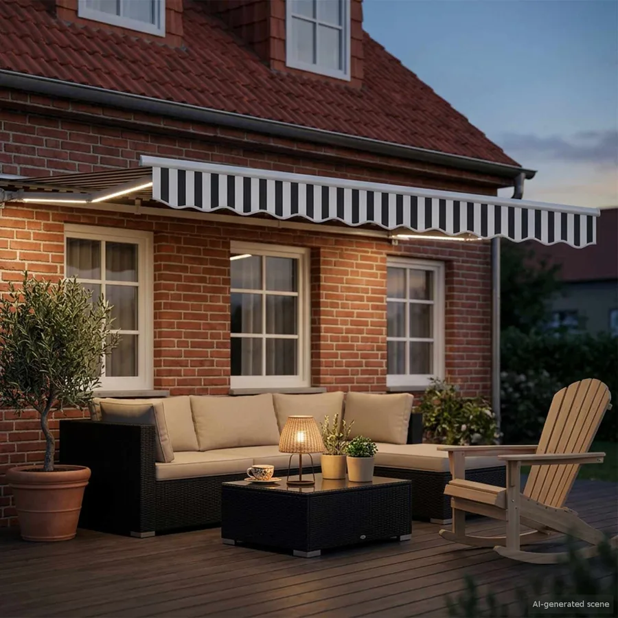 Auvent rétractable électrique Anthracite et blanc 3,5 x 2,5 m - 3