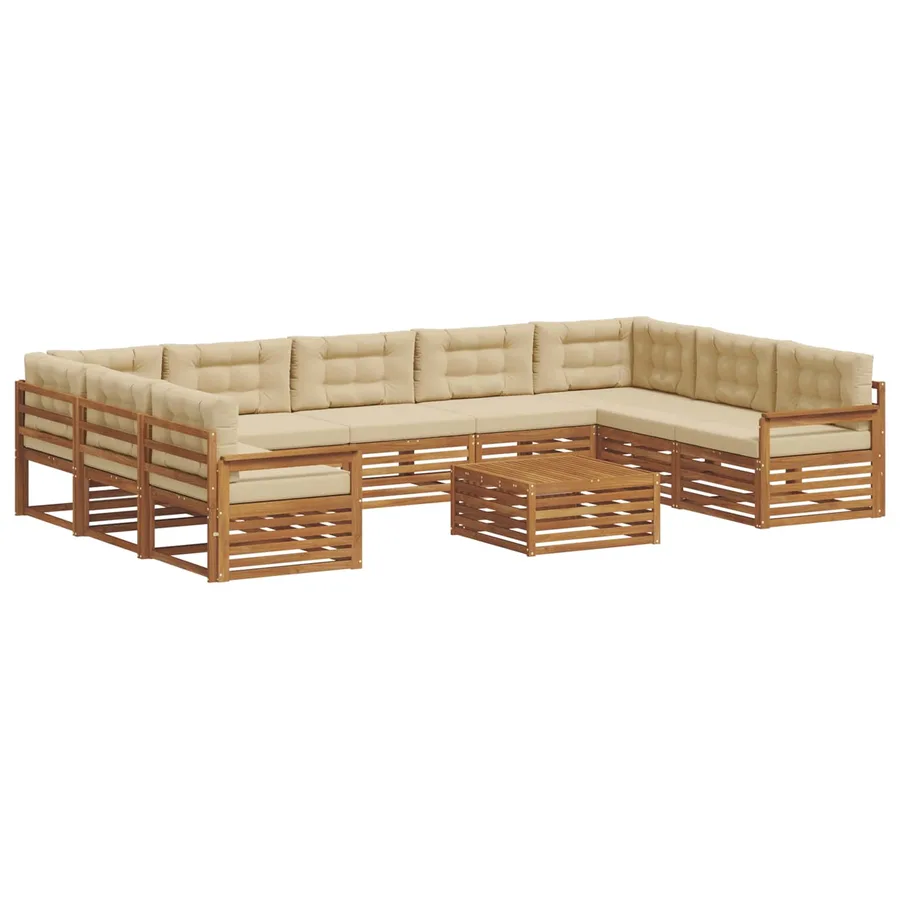 Ensemble de canapés d'extérieur 10 pcs Naturel et Beige - 2