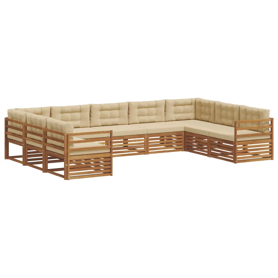 Ensemble de canapés d'extérieur 9 pcs Naturel et Beige - 2