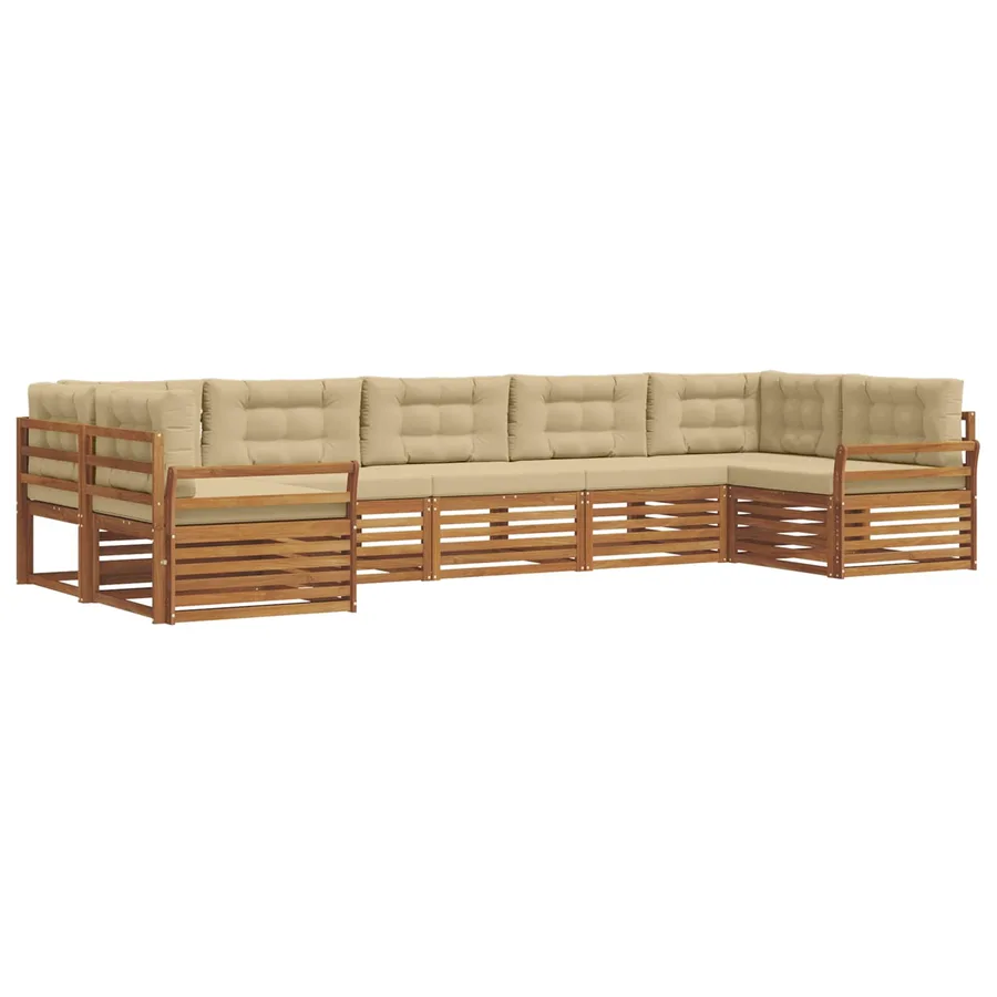 Ensemble de canapés d'extérieur 7 pcs Naturel et Beige - 2