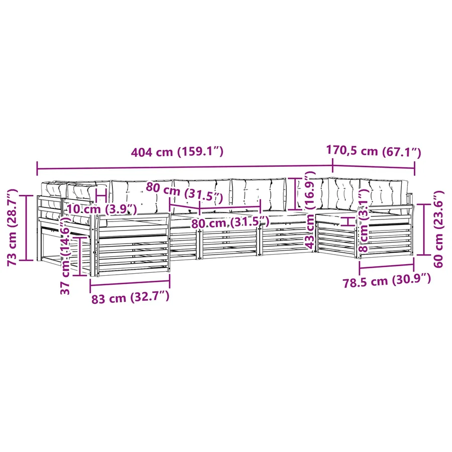 Ensemble de canapés d'extérieur 7 pcs Naturel et Beige - 9