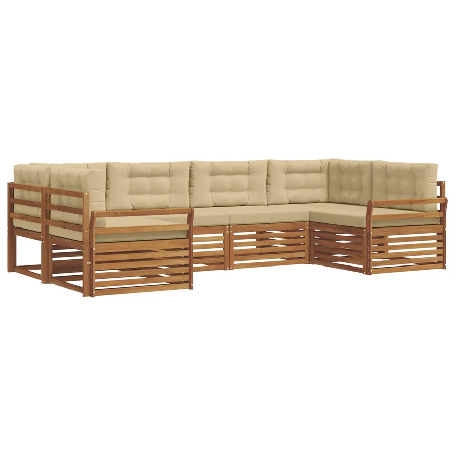 Ensemble de canapés d'extérieur 6 pcs Naturel et Beige - 2