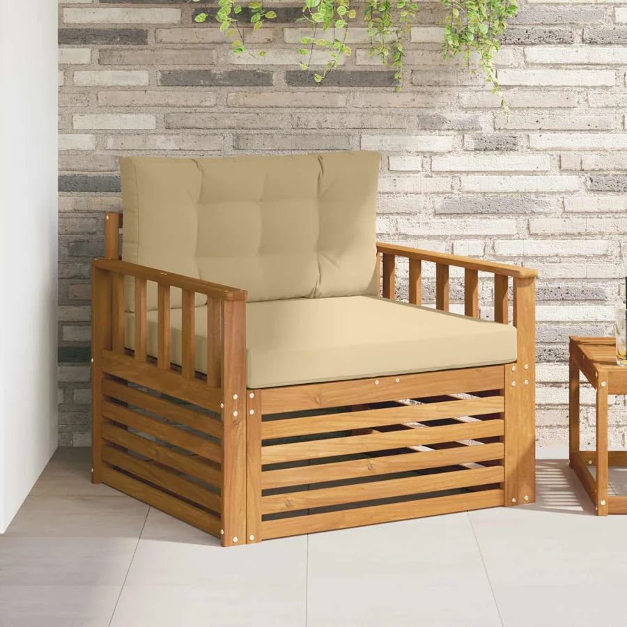 Canapé d’extérieur Bois d'acacia massif et polyester