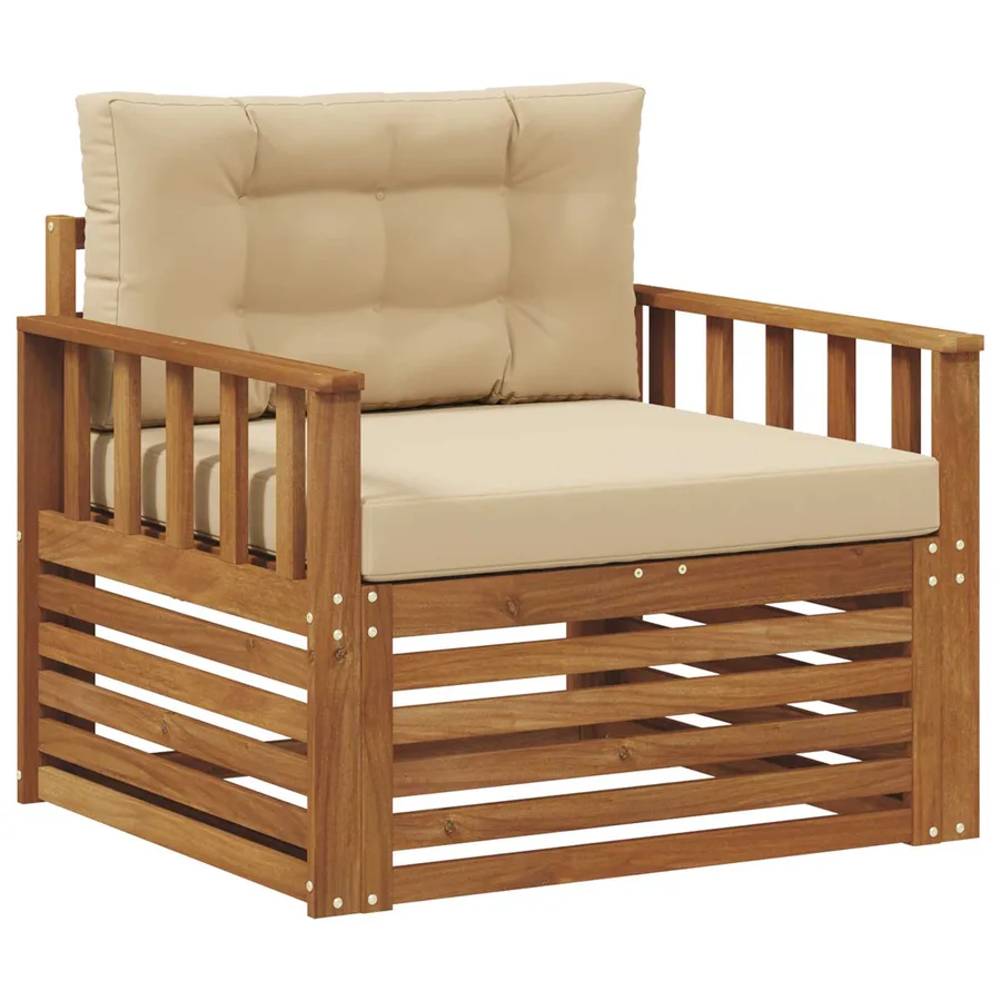 Canapé d’extérieur Bois d'acacia massif et polyester - 2
