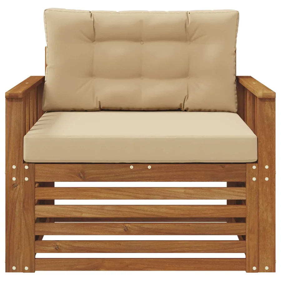 Canapé d’extérieur Bois d'acacia massif et polyester - 3
