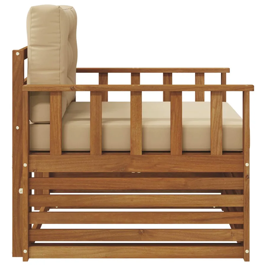 Canapé d’extérieur Bois d'acacia massif et polyester - 4