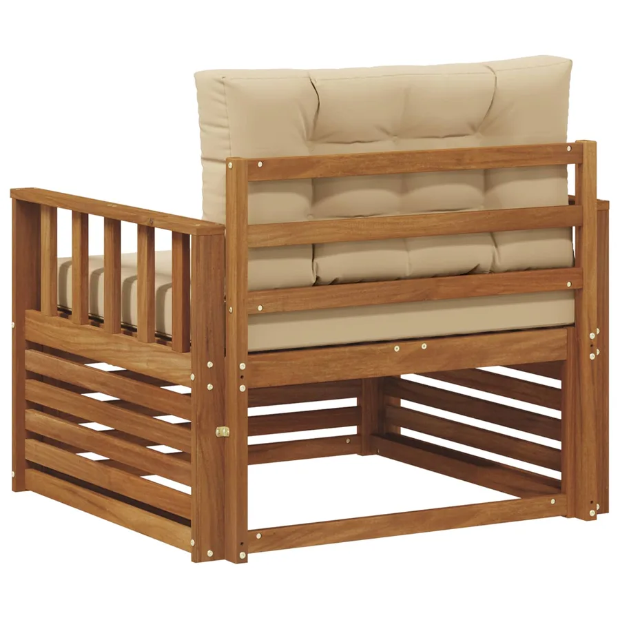 Canapé d’extérieur Bois d'acacia massif et polyester - 5