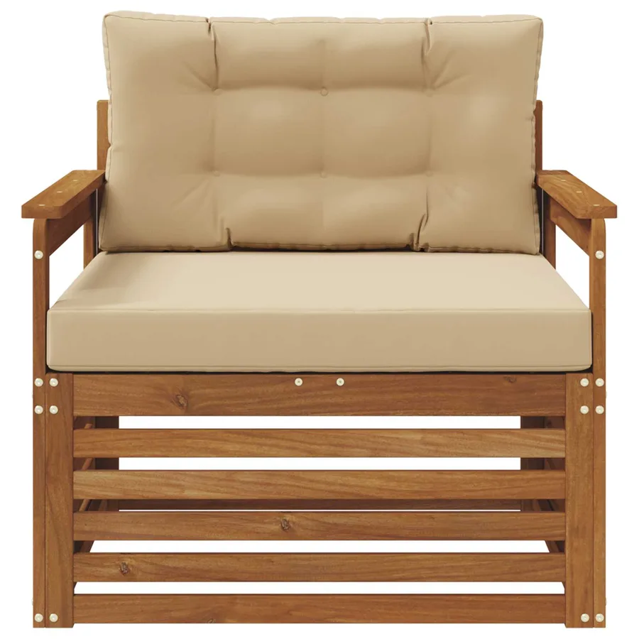 Canapé d’extérieur Bois d'acacia massif et polyester - 3