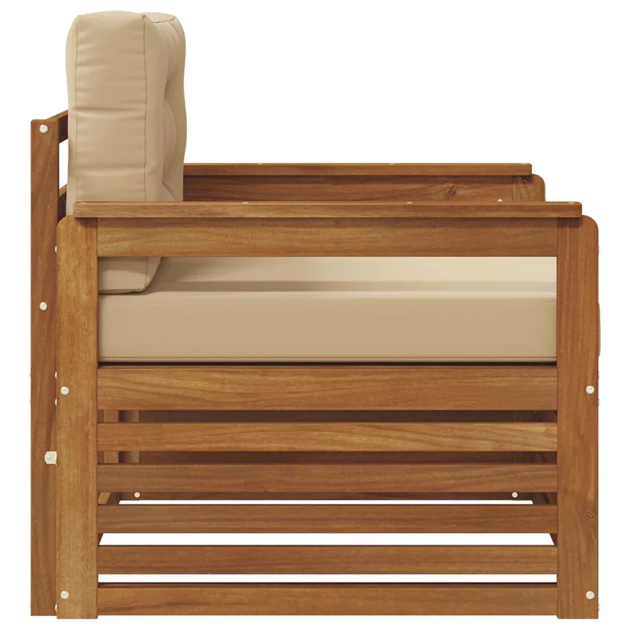 Canapé d’extérieur Bois d'acacia massif et polyester - 4