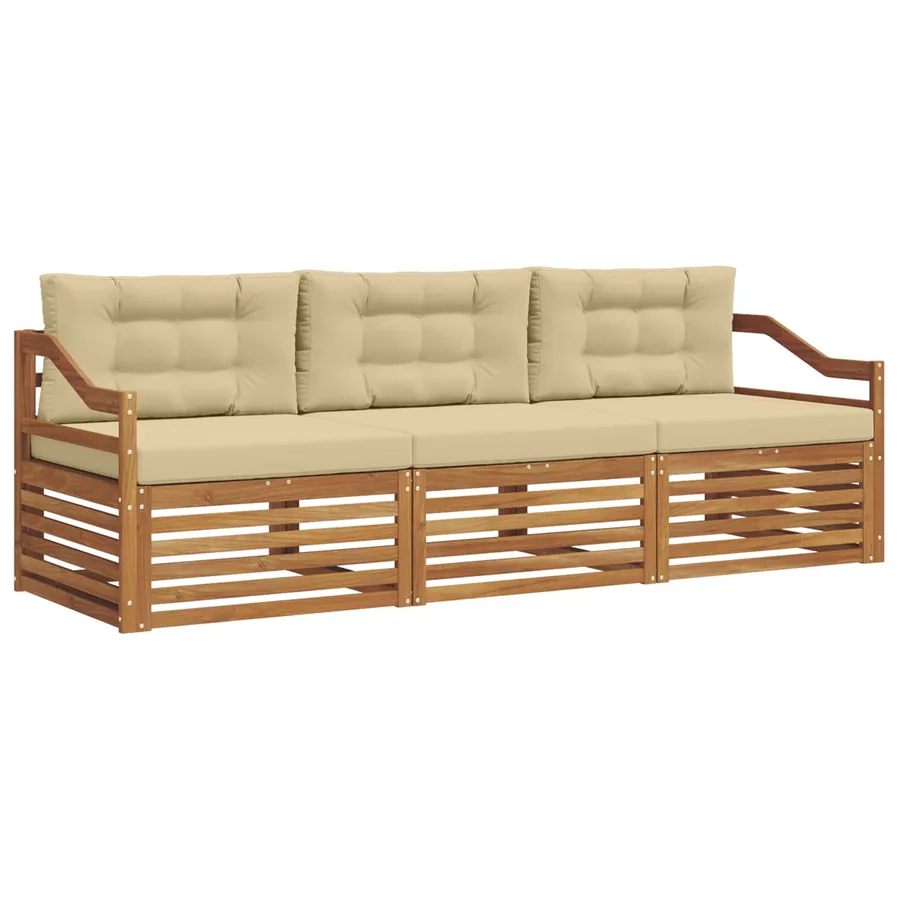 Ensemble de canapés d'extérieur 3 pcs Naturel et Beige - 2