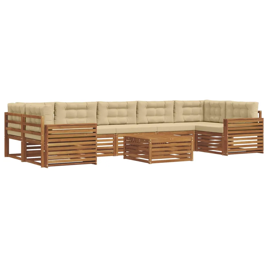 Ensemble de canapés d'extérieur 8 pcs Naturel et Beige - 2