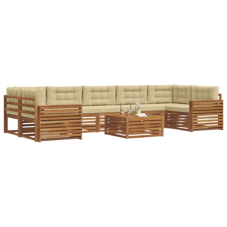 Ensemble de canapés d'extérieur 8 pcs Naturel et Beige - 3