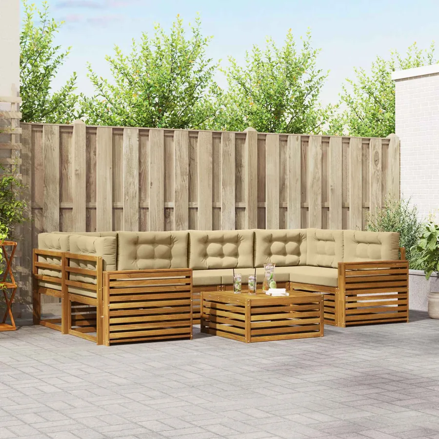 Ensemble de canapés d'extérieur 7 pcs Naturel et Beige