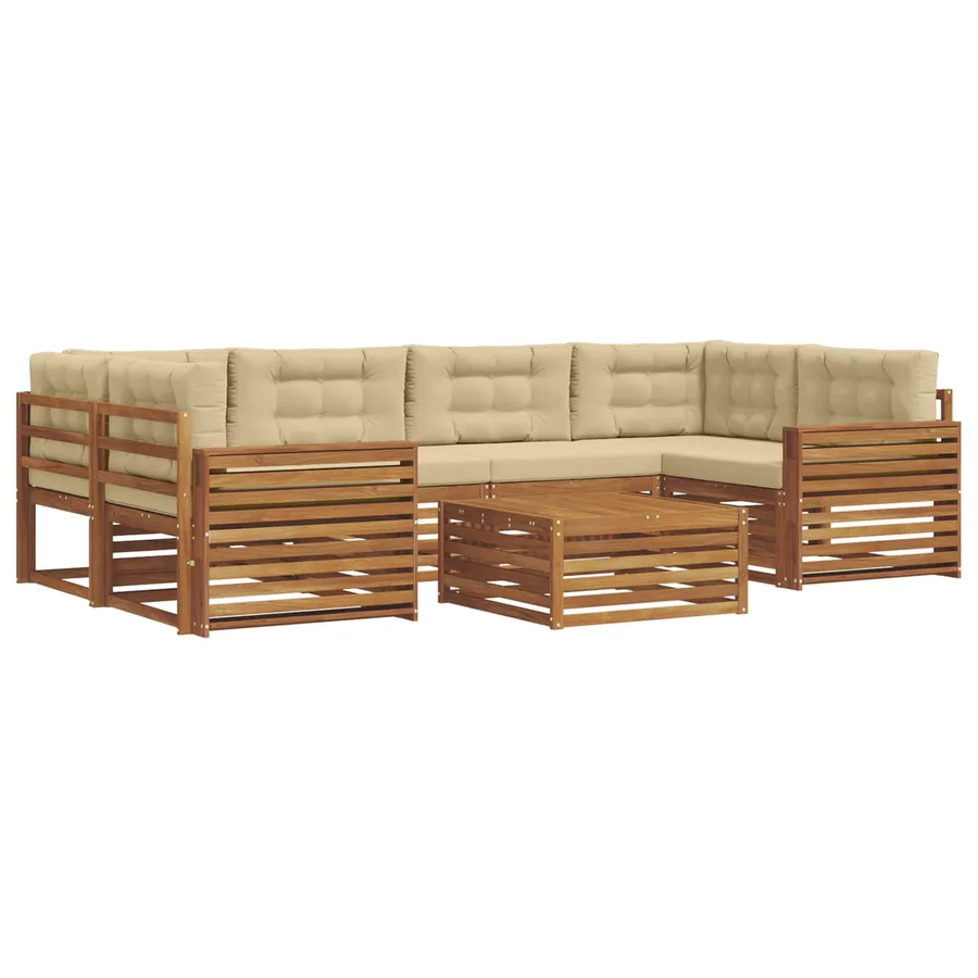 Ensemble de canapés d'extérieur 7 pcs Naturel et Beige - 2