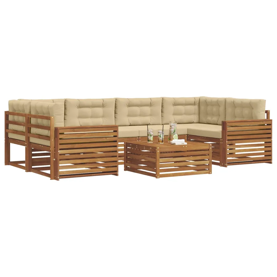 Ensemble de canapés d'extérieur 7 pcs Naturel et Beige - 3