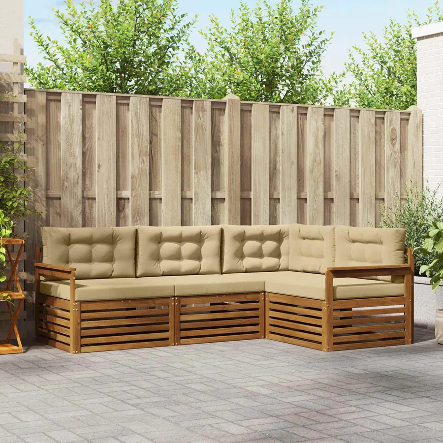 Ensemble de canapés d'extérieur 4 pcs Naturel et Beige