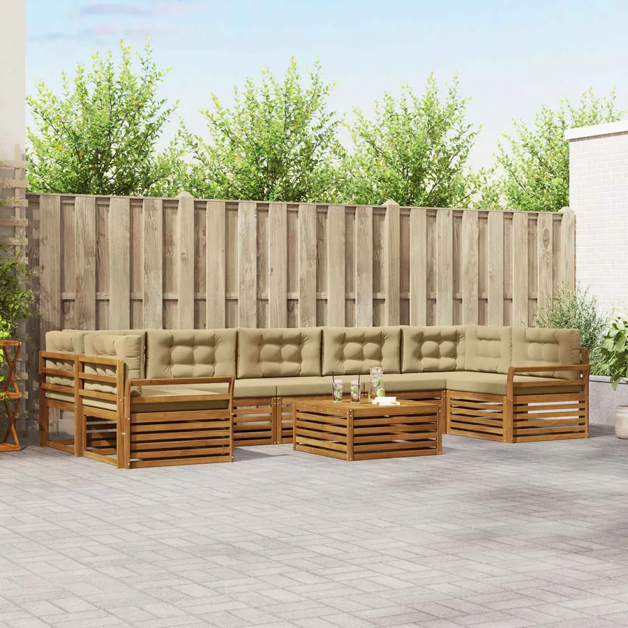 Ensemble de canapés d'extérieur 8 pcs Naturel et Beige