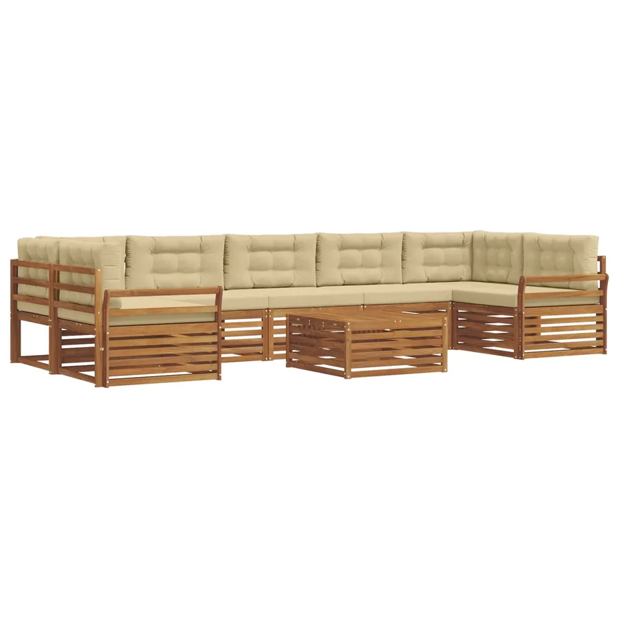 Ensemble de canapés d'extérieur 8 pcs Naturel et Beige - 2