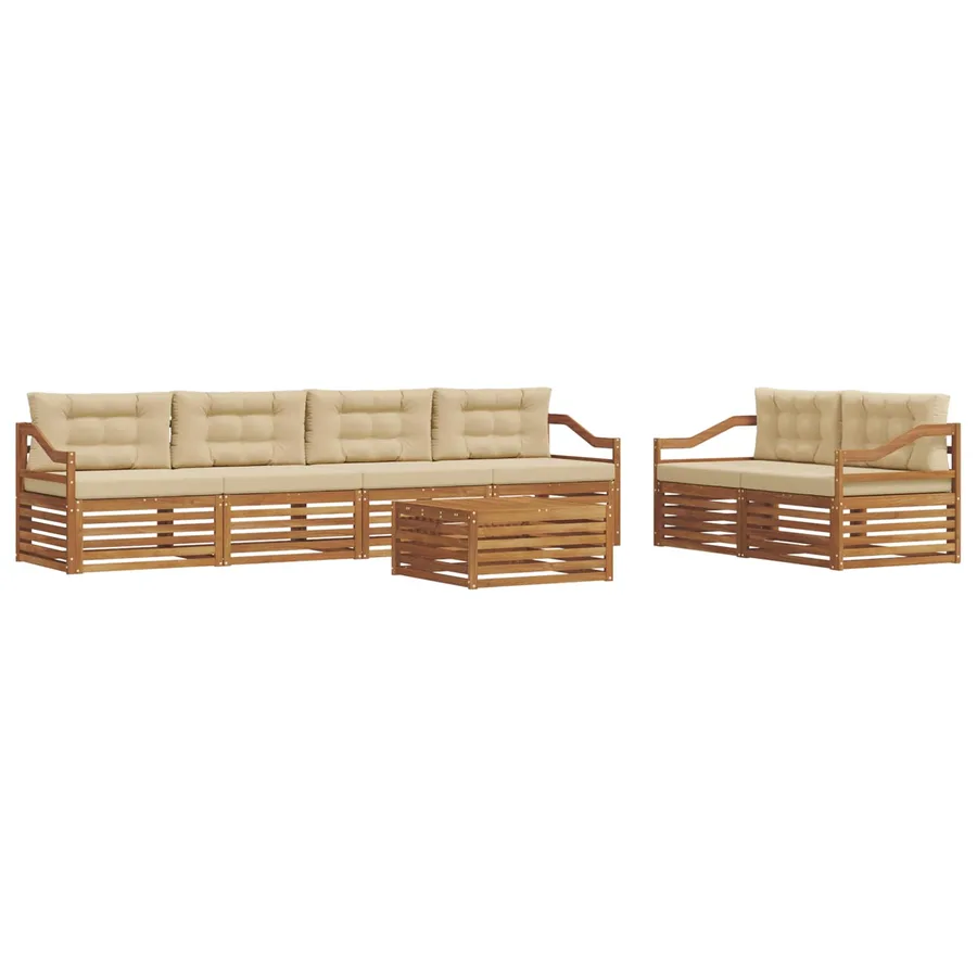 Ensemble de canapés d'extérieur 7 pcs Naturel et Beige - 2