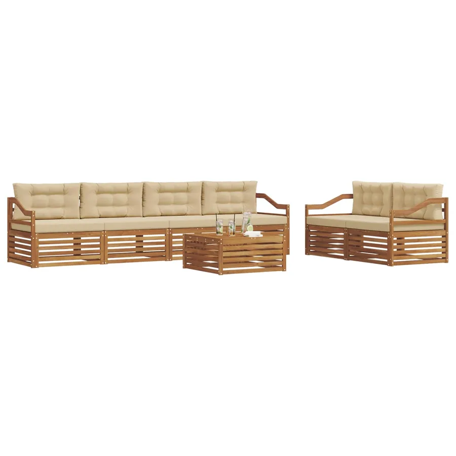 Ensemble de canapés d'extérieur 7 pcs Naturel et Beige - 3