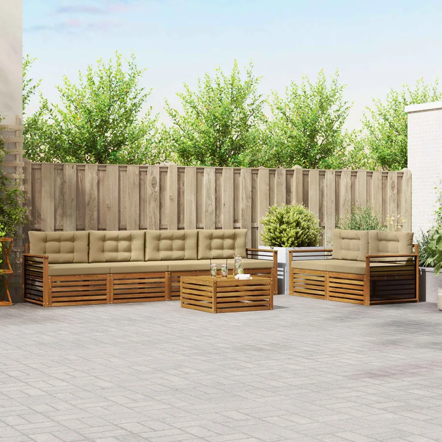 Ensemble de canapés d'extérieur 7 pcs Naturel et Beige