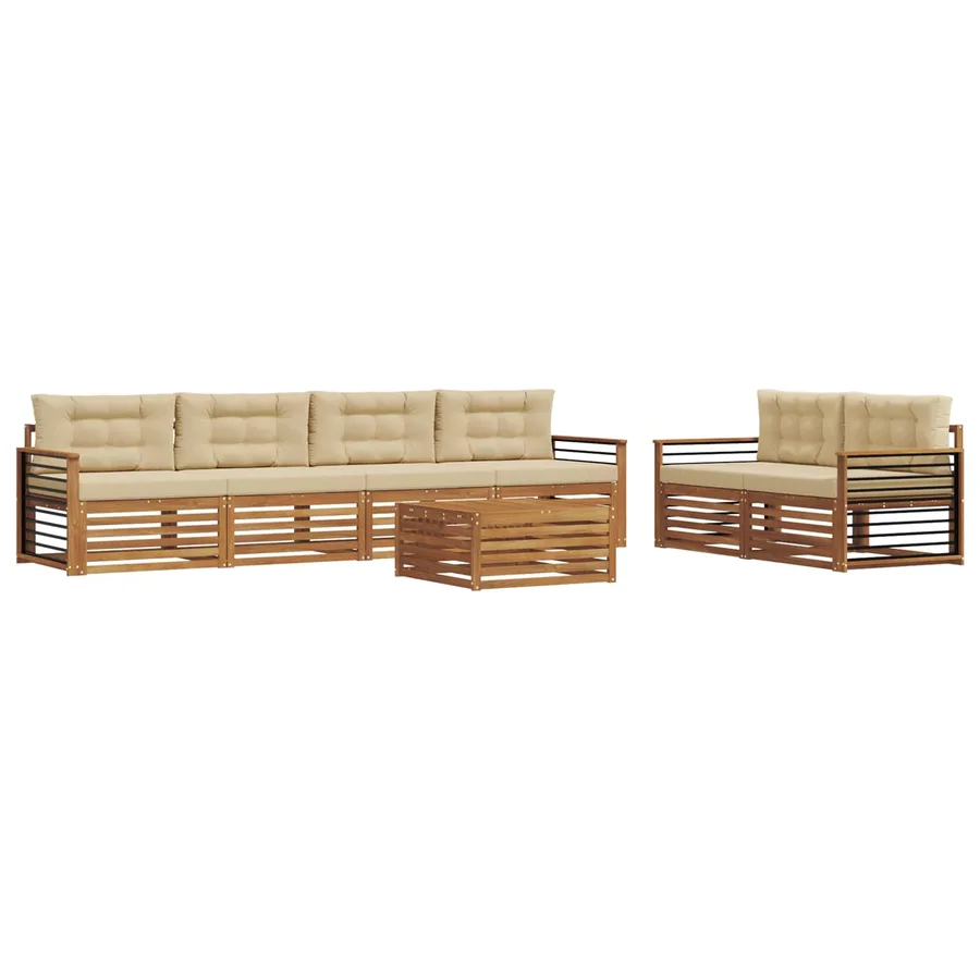 Ensemble de canapés d'extérieur 7 pcs Naturel et Beige - 2