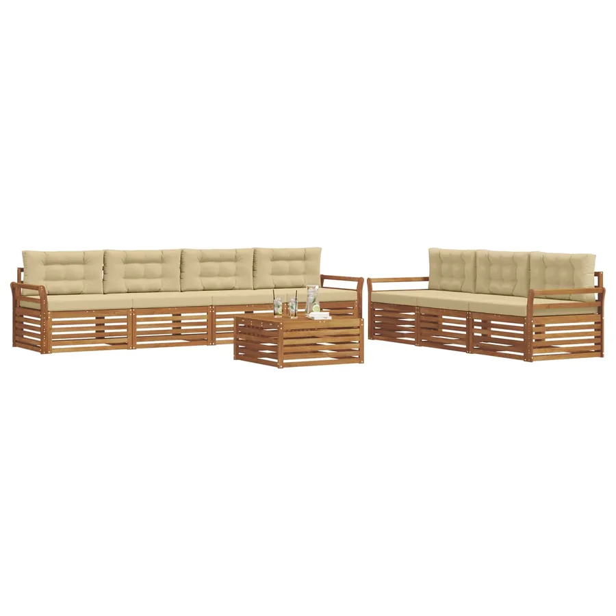 Ensemble de canapés d'extérieur 8 pcs Naturel et Beige - 3