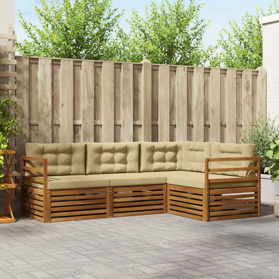 Ensemble de canapés d'extérieur 4 pcs Naturel et Beige